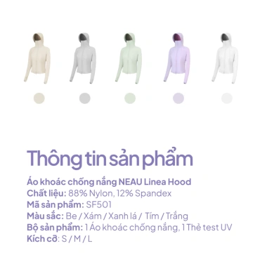 Áo chống nắng NEAU Slims Linea Hood UV >99% Dáng ngắn ôm body Khóa kéo 2 chiều Logo phản quang SF501 - Giá 899.000đ 9 Áo chống nắng NEAU Slims Linea Hood UV >99% Dáng ngắn ôm body Khóa kéo 2 chiều Logo phản quang SF501 - Giá 899.000đ 9