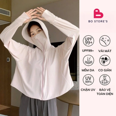 Áo chống nắng nữ cánh dơi lụa băng mát UPF99+ có mũ và khẩu trang liền 189k