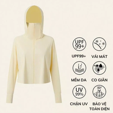 Áo chống nắng nữ cánh dơi lụa băng mát UPF99+ có mũ và khẩu trang liền 189k