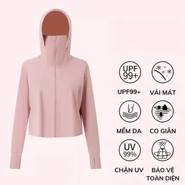 Áo chống nắng nữ cánh dơi lụa băng mát UPF99+ có mũ và khẩu trang liền 189k