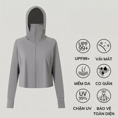 Áo chống nắng nữ cánh dơi lụa băng mát UPF99+ có mũ và khẩu trang liền 189k