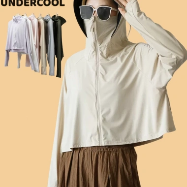 Áo Chống Nắng Nữ Dáng Lửng Xòe Mũ Vành UNDERCOOL Thun Lạnh, Thoáng Mát, Chống UV ACN02 - Giá 180k
