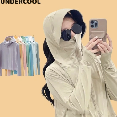 Áo Chống Nắng Nữ Dáng Lửng Xòe Mũ Vành UNDERCOOL Thun Lạnh, Thoáng Mát, Chống UV ACN02 - Giá 180k