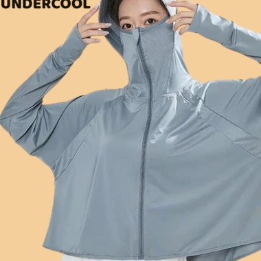 Áo Chống Nắng Nữ Dáng Lửng Xòe Mũ Vành UNDERCOOL Thun Lạnh, Thoáng Mát, Chống UV ACN02 - Giá 180k