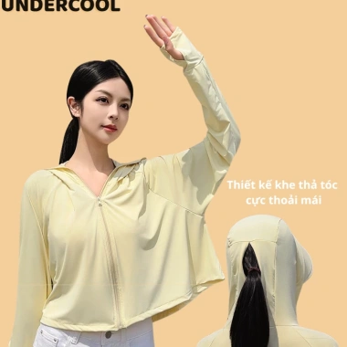 Áo Chống Nắng Nữ Dáng Lửng Xòe Mũ Vành UNDERCOOL Thun Lạnh, Thoáng Mát, Chống UV ACN02 - Giá 180k