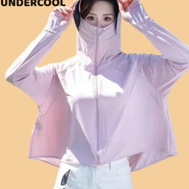 Áo Chống Nắng Nữ Dáng Lửng Xòe Mũ Vành UNDERCOOL Thun Lạnh, Thoáng Mát, Chống UV ACN02 - Giá 180k