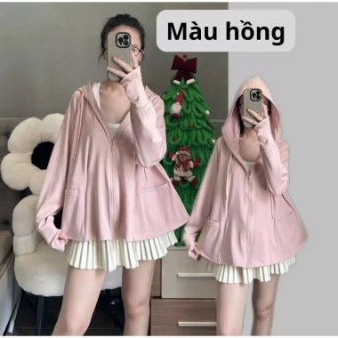 Áo chống nắng nữ xòe chất umi co giãn siêu mát, cản UV, túi ngang 110k