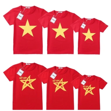 Áo cờ đỏ sao vàng cao cấp trẻ em và người lớn - Cotton 100% mát mịn, thấm hút mồ hôi, giá ưu đãi