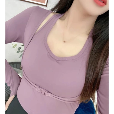 Áo croptop dài tay yoga nữ thun lạnh co giãn bigsize CROP13 - ôm body, giảm giá 7