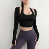 Áo croptop dài tay yoga nữ thun lạnh co giãn bigsize CROP13 - ôm body, giảm giá 10