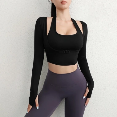 Áo croptop dài tay yoga nữ thun lạnh co giãn bigsize CROP13 - ôm body, giảm giá 10