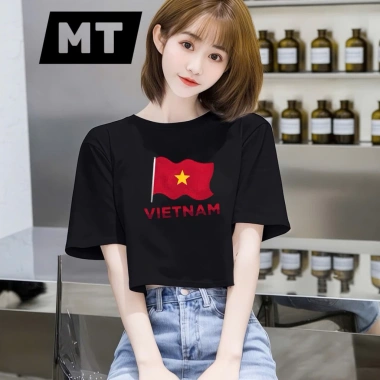 Áo Croptop Nữ Thun Tay Ngắn Form Rộng Cổ Tròn Cotton Cao Cấp - Giá chỉ 45.000