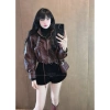 Áo da bomber nữ day rút cao cổ Đai cổ 5.637 - màu đen nâu đỏ, giảm giá 595k 3