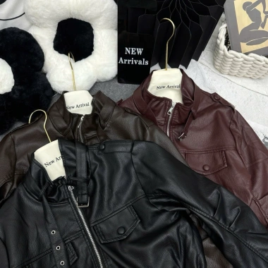 Áo da bomber nữ day rút cao cổ Đai cổ 5.637 - màu đen nâu đỏ, giảm giá 595k