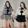 Áo dạ nữ A.564 croptop cổ tròn dài tay 2 nơ ngực tiểu thư - 213k 3