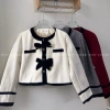 Áo dạ nữ A.564 croptop cổ tròn dài tay 2 nơ ngực tiểu thư - 213k 9