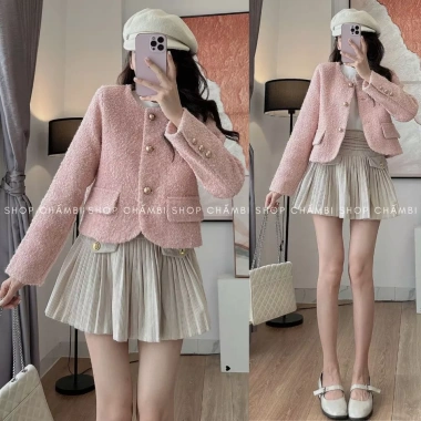 Áo dạ nữ A.663 dáng ngắn tay dài 2 túi, basic dễ phối - giảm giá 245k - Chấm Bi