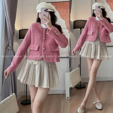 Áo dạ nữ A.663 dáng ngắn tay dài 2 túi, basic dễ phối - giảm giá 245k - Chấm Bi