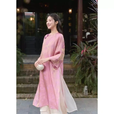 Áo Dài Bầu Tết 2.026 Joamom Độc Quyền 4 Tà Lụa Tơ Mềm - Giá Ưu Đãi 1.43 Triệu 4