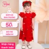 Áo Dài Bé Gái Màu Đỏ Công Chúa Hiện Đại Thêu Hoa Nhí - Vibé OH23 Giá 304.000₫