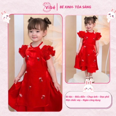 Áo Dài Bé Gái Màu Đỏ Công Chúa Hiện Đại Thêu Hoa Nhí - Vibé OH23 Giá 304.000₫ 4 Áo Dài Bé Gái Màu Đỏ Công Chúa Hiện Đại Thêu Hoa Nhí - Vibé OH23 Giá 304.000₫ 4
