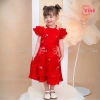 Áo Dài Bé Gái Màu Đỏ Công Chúa Hiện Đại Thêu Hoa Nhí - Vibé OH23 Giá 304.000₫ 9