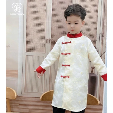 Áo dài bé trai HUMY NGO Đỏ Vàng chất gấm vân hoa cao cấp 3-8 tuổi AD202 - Giá ưu đãi 369.000₫