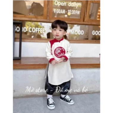Áo dài bé trai Tết nhung thêu 10-30kg - Giá chỉ 91.000 VNĐ, giảm so với 118.300