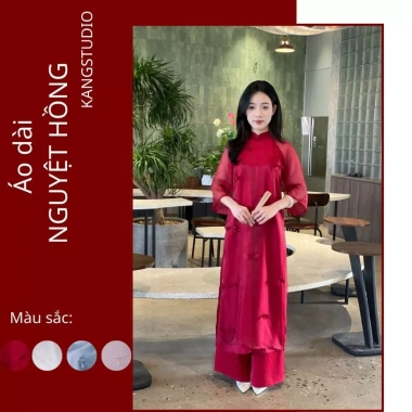 Áo Dài BIGSIZE Nguyệt Hồng lụa tơ tằm thiết kế Tết 2.026 - giảm giá 18% còn 322.500