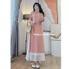 Áo dài cách tân 2 tà cổ tàu đính cúc ngọc trai, hoa Maian, tay lỡ + váy voan dài cạp chun - 89.000đ 4