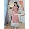 Áo dài cách tân 2 tà cổ tàu đính cúc ngọc trai, hoa Maian, tay lỡ + váy voan dài cạp chun - 89.000đ 5