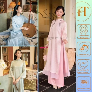 Áo dài cách tân 4 tà dáng suông lụa gấm mềm mại phù hợp sự kiện lễ tết cưới hỏi