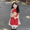 Áo dài cách tân cặp đôi bé trai bé gái - Áo nhung, chân váy/quần lụa 10-30kg, thiết kế hiện đại, chất liệu thoải mái, chỉ 198.000đ điểm nhấn lễ hội 3