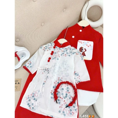 Áo dài cách tân cặp đôi cho bé trai bé gái size 8-28kg, giảm giá, chỉ 119.560₫