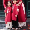 Áo Dài Cách Tân Cặp Đôi Tafta Hoa Thêu Bé Trai Bé Gái 1-8 tuổi Giá 160k Giảm Sốc 4