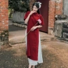 Áo dài cách tân chất nhung tăm du xuân và chân váy voan Maian cổ tim 2 tà đính ngọc, tay lỡ cánh tiên S5.055 - Giá ưu đãi 85.500 VND 10
