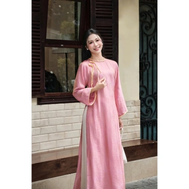 Áo Dài Cách Tân Dáng Suông Cổ Tròn Cài Dây Tết Charme 511.017 Tặng Quần 235K Giá 605.000đ