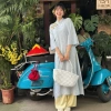 Áo dài cách tân dáng suông Cơ Uyển vải gấm đính cúc sò Hotrend Tết 2.026 - Áo Dài Bông Giá 293k 2