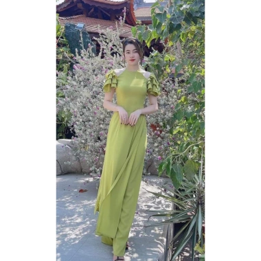 Áo dài cách tân dạng yếm tay bồng cánh tiên siêu xinh, đủ màu, vải mềm mại, giá ưu đãi 320k, phù hợp mọi dịp lễ hội, thiết kế độc đáo - Thị Mầu