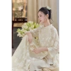 Áo dài cách tân DƯ HY cổ tàu 4 tà, vải lụa tơ hoa nổi, tay lỡ suông, kèm quần lụa - 185.220₫ 4