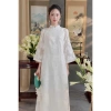 Áo dài cách tân DƯ HY cổ tàu 4 tà, vải lụa tơ hoa nổi, tay lỡ suông, kèm quần lụa - 185.220₫ 7