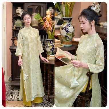 Áo dài cách tân Dư hy lễ tết 2.026 4 tà 2 lớp von tơ thêu thiết kế tinh tế đẹp sang giá chỉ 298.000 VND siêu rẻ giảm giá 4