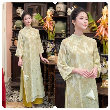 Áo dài cách tân Dư hy lễ tết 2.026 4 tà 2 lớp von tơ thêu thiết kế tinh tế đẹp sang giá chỉ 298.000 VND siêu rẻ giảm giá 8