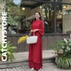 Áo dài cách tân gấm họa tiết chìm dáng suông đính cúc, kèm quần lụa nhẹ nhàng, thiết kế tinh tế độc đáo cho lễ tết - Giá 145.000đ - CATCHYstore 9
