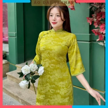 Áo dài cách tân Gấm Hoa viên cổ màu, cúc bọc vải - Thiết kế đẹp cho lễ tết, giá 268.000₫ 8