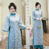 Áo dài cách tân gấm hoa viên xanh lam - Thiết kế Tết sang trọng, chỉ 232.800₫ 6