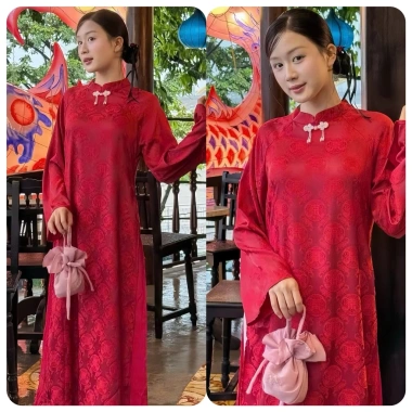 Áo Dài Cách Tân Gấm Thọ 4 Tà Mẫu Mới 2.026 - Phong Cách Tết Sang Trọng Giá 240.120₫