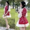 Áo dài cách tân hoa kèm chân váy ngắn xòe trẻ trung mặc Tết giảm giá 159k 2