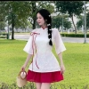 Áo dài cách tân hoa kèm chân váy ngắn xòe trẻ trung mặc Tết giảm giá 159k 8