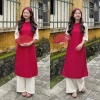 Áo dài cách tân hoa thêu kèm chân váy trắng nhung siêu xinh - Giá ưu đãi 239k 10